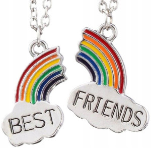 Naszyjniki dla Przyjaciółek 2w1 BEST FRIENDS tęcza