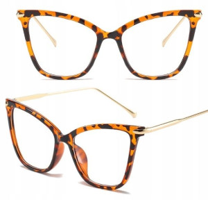 Kocie Okulary Cat zerówki Kobiece retro złote