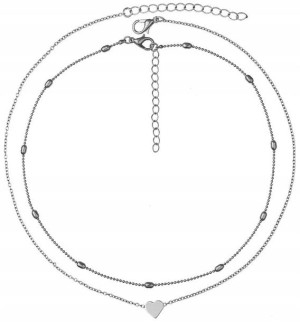 podwójny Naszyjnik delikatny choker damski srebrny