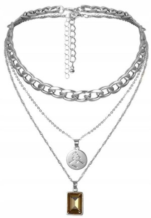 Damski modny multi Naszyjnik choker łańcuch perły