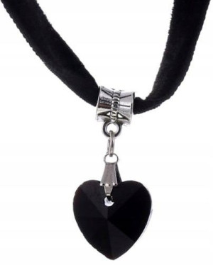 Czarny Naszyjnik choker celebrytka BOHO serce