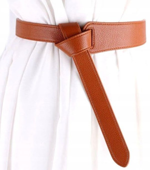 Damski pasek skórzany wiązany długi elegancki boho