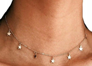 Naszyjnik złoty łańcuch Choker gwiazdki celebrytka