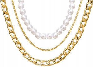 multi choker Damski modny Naszyjnik łańcuch perły