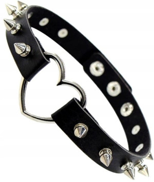 Kolczatka skórzany naszyjnik obroża choker serce