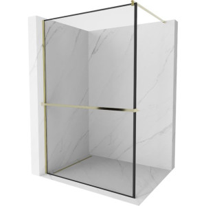 Mexen Kioto+ ścianka prysznicowa 130 x 200 półka, transparent/czarny złota