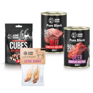 Mokra karma dla psa Pure Black + przysmaki dla psa John Dog