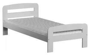 Białe Łóżko Klaudia 90x200 + Materac Stelaż Magnat