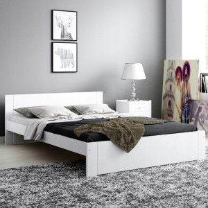 Łóżko 140x200 Dmd9 Drewniane Białe Szare + Materac