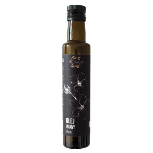 Olej lniany tłoczony na zimno nierafinowany niefiltrowany 250 ml