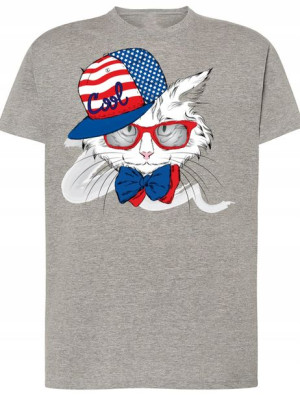 T-Shirt męski nadruk Kot Amerykanin Rozm.XXL
