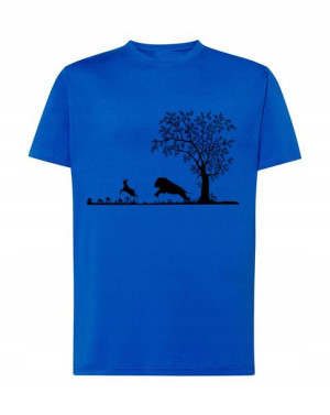 T-Shirt męski nadruk Lew na polowaniu Rozm.3XL
