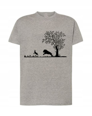 T-Shirt męski nadruk Lew na polowaniu Rozm.M