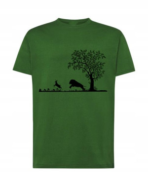 T-Shirt męski nadruk Lew na polowaniu Rozm.M
