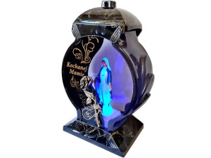 Znicz Mama Mamie Ob Czarno Złoty Marmur +figurka Led