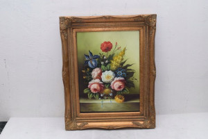 KWIATY W WAZONIE OBRAZ NA PŁÓTNIE 54X44 złota rama
