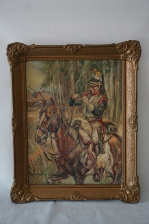 Wojciech Kossak - Huzar Na Koniu - Stary Obraz