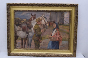 Wojciech Kossak - Ułan - Zaloty - Stary Obraz