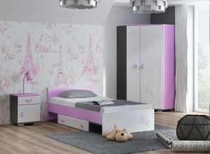 komplet mebli do pokoju dziecka C FLOWER z łóżkiem i szafą
