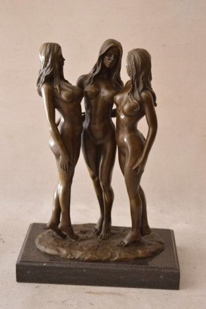 3 Lesbijki - Figura Z Brąz Rzeźba Brąz Akt Erotyk