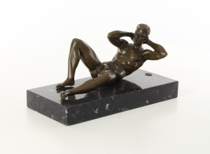 Figura Nagiego Mężczyzny Akt Brąz - Rzeźba Z Brązu