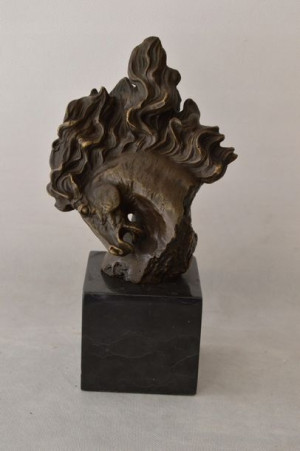 GŁOWA KONIA Z BRĄZU - KOŃSKI ŁEB - rzeźba art deco