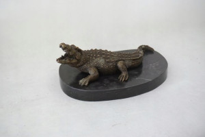 Krokodyl Aligator Rzeźba Brąz Figura Z Brązu
