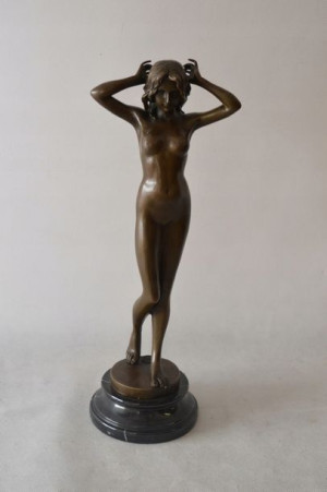 Naga DUŻA kobieta - AKT Z BRĄZU - FIGURA SYGNOWANA