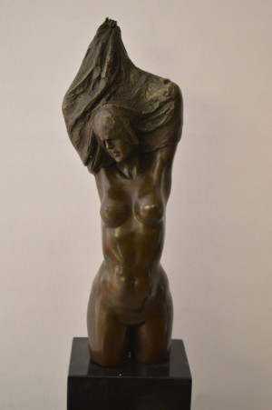 Naga Kobieta - Rzeźba Art Deco Modern - Akt Brąz