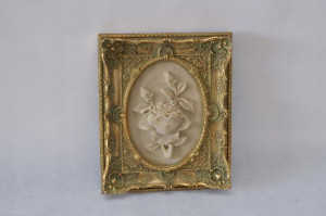 Obraz Alabaster - Złota Rama - Kwiaty 26x21cm