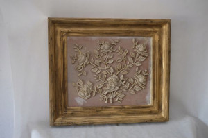 OBRAZ ALABASTER - ZŁOTA RAMA - róże kwiaty 77 x 85