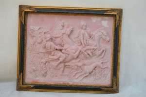OBRAZ ZŁOTA RAMA ALABASTER - bitwa potyczka ARMIA