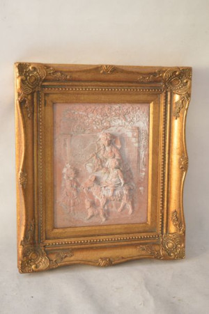 Obraz Złota Rama Alabaster -scena Rodzajowa Ze Wsi