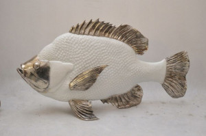 Porcelanowa Pielęgnica - Ryba - Porcelana + Brąz
