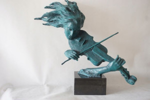 Skrzypaczka Art Deco - Figura Z Brązu Sygn Milo