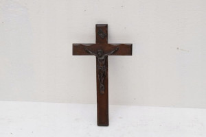Stary Drewniany Polski Krzyż Krucyfiks - Jezus