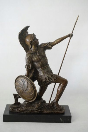 Wojownik Gladiator Z Włócznią - Figura Z Brązu H42