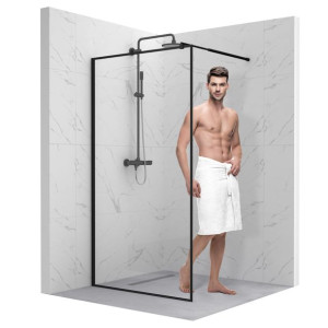 Ścianka Szyba Prysznicowa Walk-in Czarna Ramka Loft 70cm Szkło 8mm Sevante