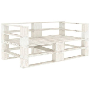 Ogrodowa sofa 2-osobowa z palet, drewniana, biała