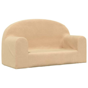2-os. sofa dla dzieci, kremowa, miękki plusz