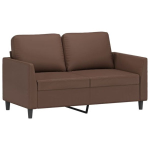 2-osobowa sofa, brązowa, 120 cm, obita sztuczną skórą