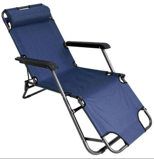 LEŻAK OGRODOWY TARASOWY SKŁADANY regulacja granatowy AG219B