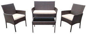 Zestaw mebli ogrodowych technorattan 2x fotel sofa stół RENOO brąz 4os.