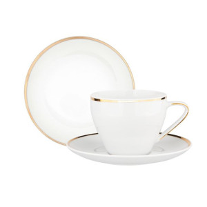 Serwis kawowy porcelanowy MariaPaula Moderna Gold biały ze złotym zdobienie