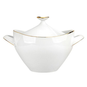 Waza do zupy porcelanowa MariaPaula Moderna Gold biała ze złotym zdobieniem