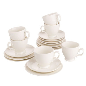Serwis kawowy porcelanowy MariaPaula Ecru kremowy na 6 osób (18 el.)