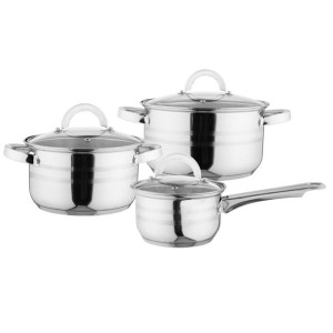 Zestaw 3 garnków ze stali nierdzewnej z pokrywami szklanymi Paolo