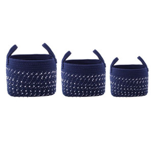 Kpl3. Koszy Plecionych 25+22+19cm Granatowych