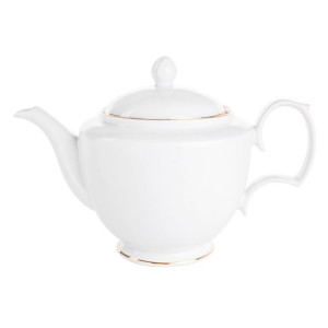 Dzbanek do herbaty i kawy porcelanowy MariaPaula Złota Linia biały 1,2 l