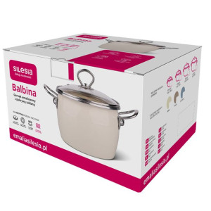 Garnek emaliowany z pokrywką szklaną krem 22 cm Balbina